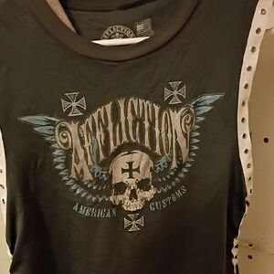 Affliction Black and Blue Skull Graphic Tank